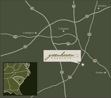 Greenhaven Preserve location 1701 Vanboklen Rd., Eastover, SC 29044